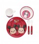 Jogo De Refeição Infantil De Melamina Mickey & Minnie Vermelho Tsum Tsum - Disney 5 peças